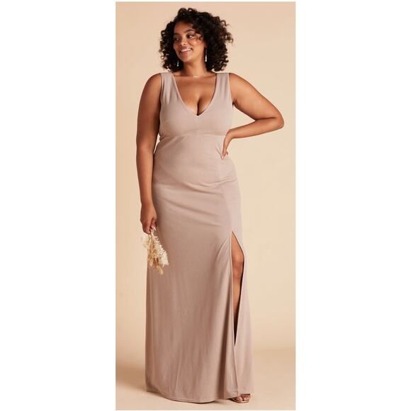 Birdy Grey Shamin Maxi Dress Crepe Womens Small Taupe Bridesmaid New - Picture 1 of 10